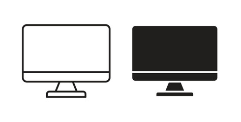 Monitor icons, vector design. Silhouette and stroke icon collection