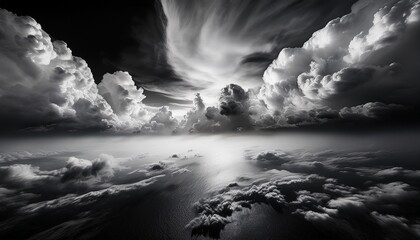 Abstract Black And White Cloudscape Evoking A Sense Of Mystery And Wonder Perfect For A Moody And Atmospheric Design
