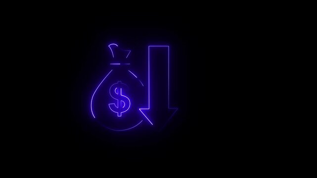 Business efficiency concept, how much a company or organization can produce as it relates to time, cost and quality. Businessman shows glowing neon line of cost reduction icon on virtual screen
