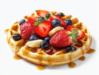 Fruit Waffles with Strawberries and Blueberries