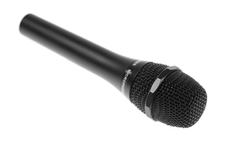 Black wireless condenser microphone isolated on white background