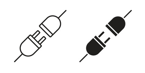 Plugin icons, vector design. Silhouette and stroke icon collection