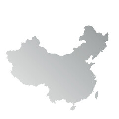 Map of China, sign silhouette. World Map Globe. Vector Illustration isolated on white background. Asian continent.