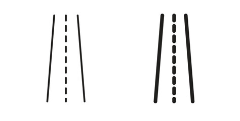 Road icons, vector design. Silhouette and stroke icon collection