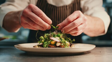 Chef Garnishing Food