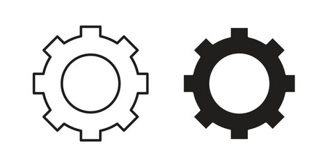 Settings button icons, vector design. Silhouette and stroke icon collection