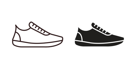 Shoes icons, vector design. Silhouette and stroke icon collection