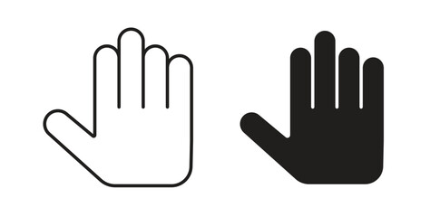 Stop icons, vector design. Silhouette and stroke icon collection