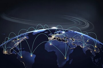 Global network concept with connected lines and nodes on earth