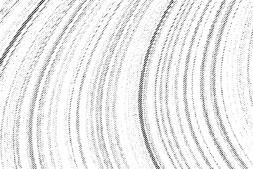 Macro halftone of curved arcs like vinyl record grooves or ripples, thin black ink lines sweeping across a transparent background.