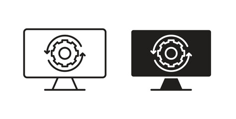 System update icons, vector design. Silhouette and stroke icon collection