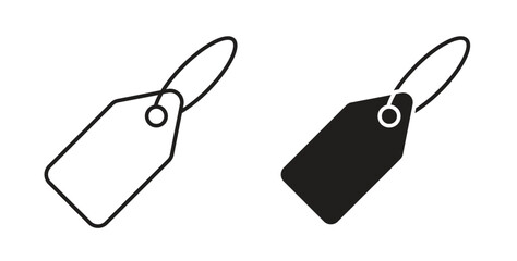 Tag icons, vector design. Silhouette and stroke icon collection