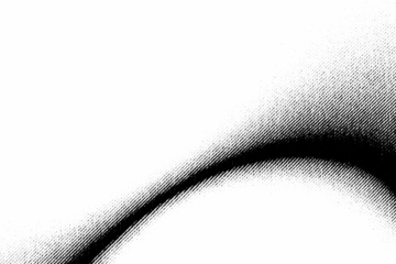 Macro halftone curve with dense diagonal shading on a transparent background. Strong contrast and smooth tonal transition forming a sharp, abstract arc.