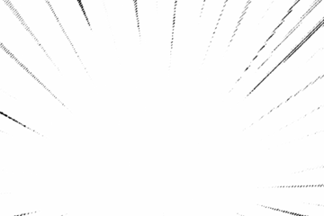 Macro halftone burst pattern made of sparse diagonal streaks radiating outward on a transparent background. High-contrast, dynamic abstract lines.