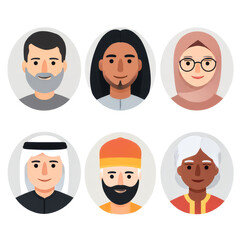 Round icons showcase individuals in traditional clothing, highlighting cultural diversity
