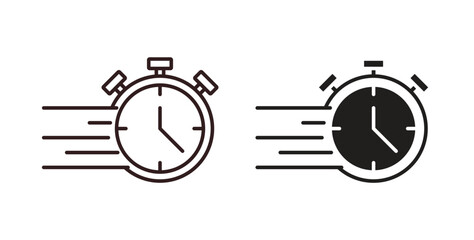 Time fast icons, vector design. Silhouette and stroke icon collection