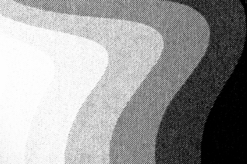 Macro image of wavy layered halftone bands forming a bright central shape, from light to dark black dots and lines on a transparent background.