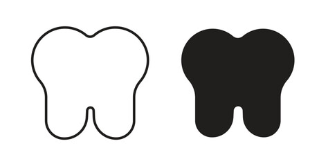 Tooth icons, vector design. Silhouette and stroke icon collection