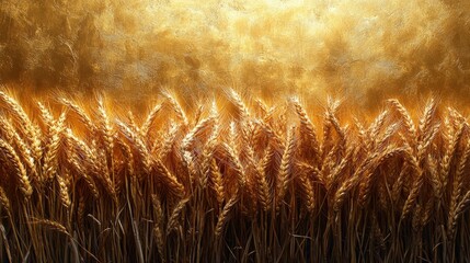 Naklejka premium A stunning vista of a vast golden wheat field, encircled by a dark, dramatic border. Evokes feelings of harvest, abundance, and rural beauty.