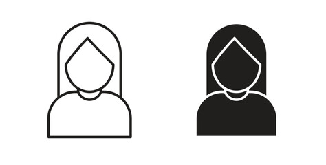 Woman icons, vector design. Silhouette and stroke icon collection