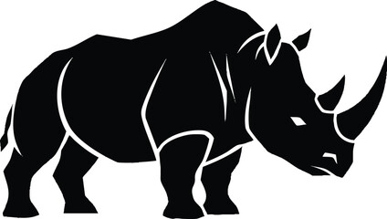Silhouette of a powerful rhinoceros standing proudly a symbol of strength and resilience.