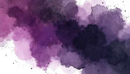 Obraz premium Abstract watercolor art design. Dark purple and black paint strokes on white background. Creative artistic texture. Grunge brush stain. Modern design element. Perfect background for various projects.
