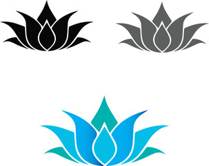 Lotus Flower Icon Set – Elegant Floral Symbol, Wellness & Spa Vector Illustration