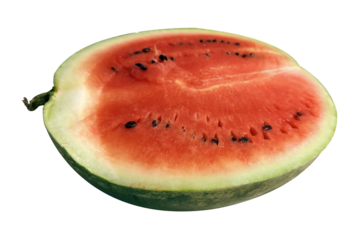 Half Watermelon: A vibrant and juicy half of a watermelon, revealing its refreshing red flesh and a glimpse of summer delight.