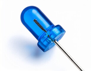 blue led light emitting diode electric part macro image on white background