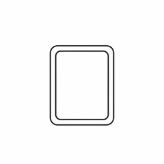 A simple, clean, black and white outline of a rectangular shape with rounded corners.
