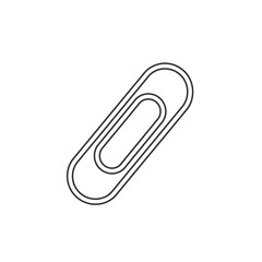 A simple black and white line drawing of a single paperclip, oriented diagonally on a white background.