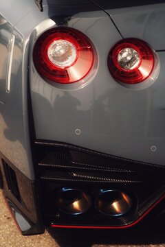taillight and exhaust of a sport car