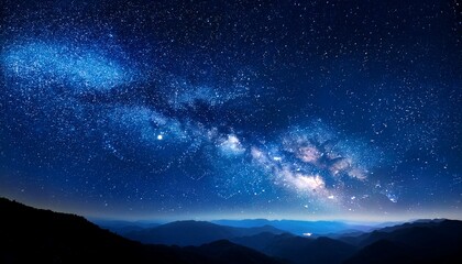 Night Sky Space Background Starry Universe In Dark Blue Sky Milky Way Galaxy With Stardust Field In Deep Universe