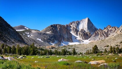 mount langley in sierra nevada california rugged high peak framed by alpine meadows and granite cliffs