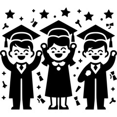 Kindergarten Graduation Icon Vector