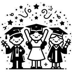 Kindergarten Graduation Icon Vector