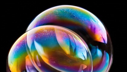 Colorful Iridescent Soap Bubbles Against A Transparent Background
