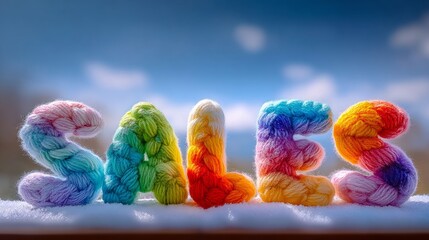 Isolated on white background, colorful soft yarn crochet letters forming the word SALES, showcasing vibrant textures and playful design with copy space for creative use