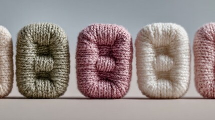 Handcrafted amigurumi buttons in various colors, isolated on a soft background, showcasing unique textures and designs for creative projects and DIY crafts