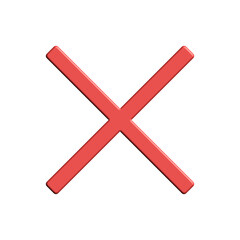 Obraz premium 3d red cross icon. 3d red cross mark, no delete symbol, cross sign.