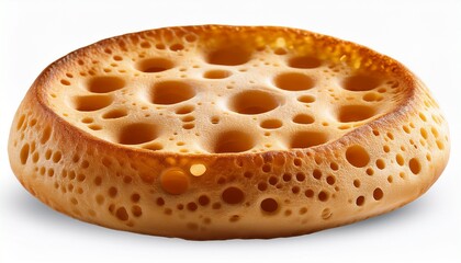 A Single Crumpet With Holes On Transparent Background
