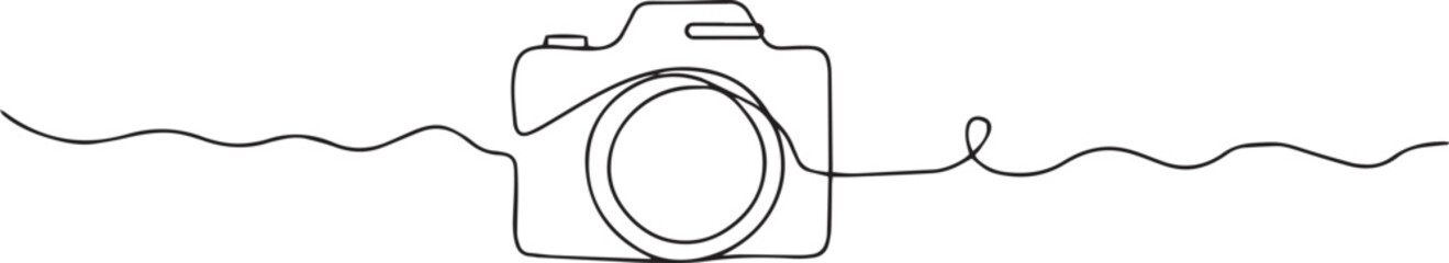 Hand drawn digital camera icon, one-line art drawing Camera, Camera continuous outline Vector illustration.