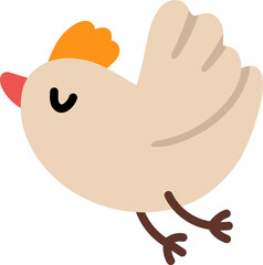 Vector flying bird with orange tuft icon. Spring migratory passage animal. Cute Easter village character illustration for kids isolated on white background