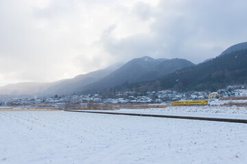 湯布院の雪景色（大分県由布市湯布院）