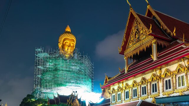 Thailand temple Wat Paknam Phasi Charoen Thailand famous landmark and popular travel destination Bangkok, Thailand 4K