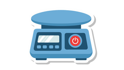 Fototapeta premium A Blue Digital Scale with a Red Power Button and LCD Screen Displays Measurements for Accuracy and Precision in a Clean White Background