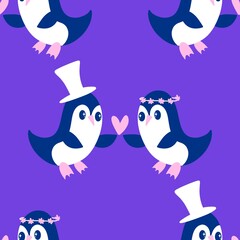 Christmas animals seamless penguin pattern for wrapping paper and fabrics and kids print