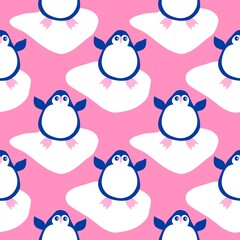 Christmas animals seamless penguin pattern for wrapping paper and fabrics and kids print
