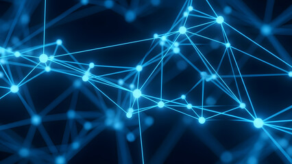 Digital Network: Intricate network of illuminated blue lines and nodes, a visual metaphor for connectivity, data flow, and the interconnectedness of the digital realm.