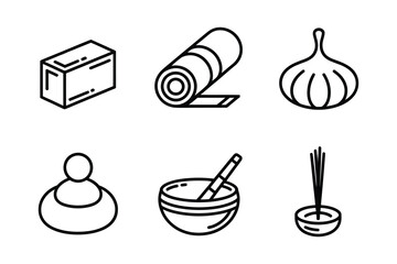 Wellness and spa outline icons set, featuring relaxation items